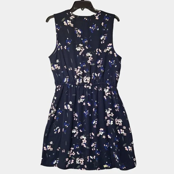 41 Hawthorn Floral Sleeveless Tie Waist Button Front Dress Claira Navy Pink NWT - Picture 4 of 8
